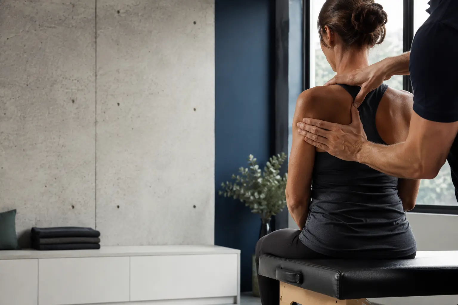 Συνεδρία manual therapy σε σύγχρονο χώρο φυσικοθεραπείας